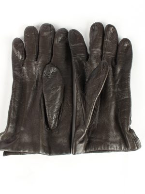 Leather Gloves Lined Vintage Womens Brown -G381-151367