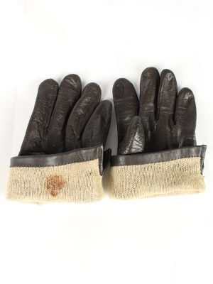 Leather Gloves Lined Vintage Womens Brown -G381-151368