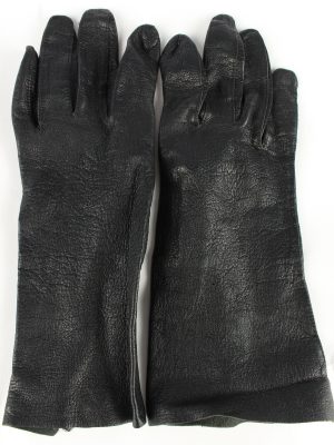 Leather Gloves Vintage Womens Black -G336-0