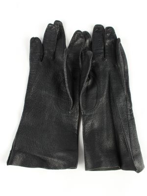 Leather Gloves Vintage Womens Black -G336-151067