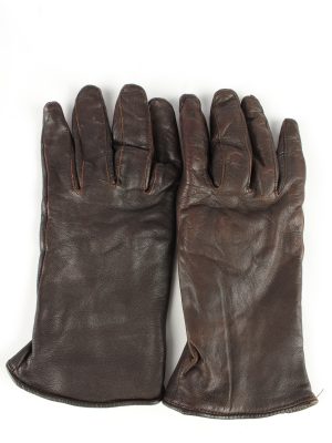 Leather Gloves Lined Vintage Womens Brown -G339-0