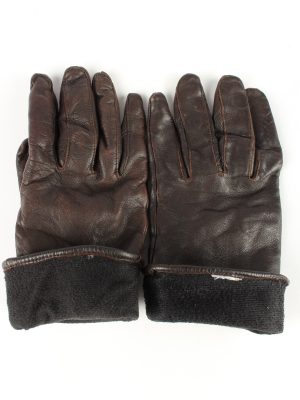 Leather Gloves Lined Vintage Womens Brown -G339-151080