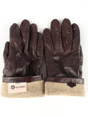 Leather Gloves Lined Vintage Womens Brown -G342-151092