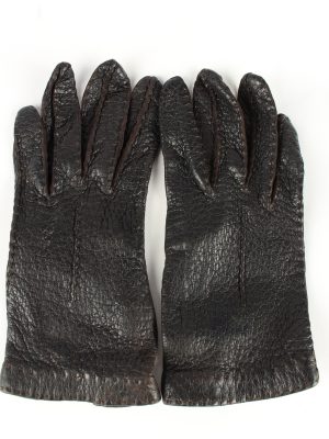 Leather Gloves Vintage Womens Black -G344-0