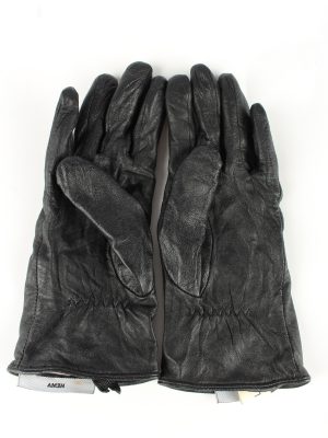 Genuine Leather Gloves Lined Vintage Womens L Black -G346-151107