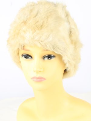 Faux Fur Lined Hat Vintage Womens Beige -HAT1895-0