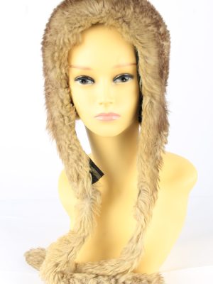 Faux Fur Hat With Scarf Vintage 1990s Womens Brown -HAT1922-0