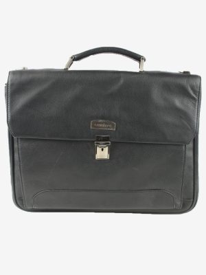 C. Combertri Leather Briefcase Bag Unisex Vintage 1990s Black -BG1188-0