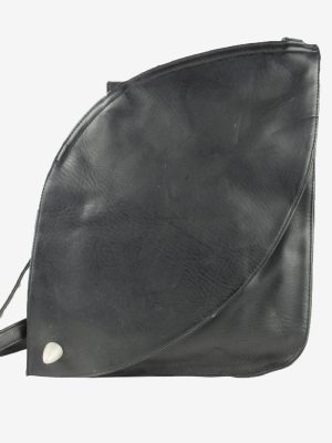 Leather Shoulder Bag Womens Vintage 1990s Black -BG1201-0