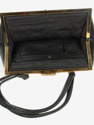 Leather Mini Hand Bag Womens Vintage 1990s Black -BG1216-154725
