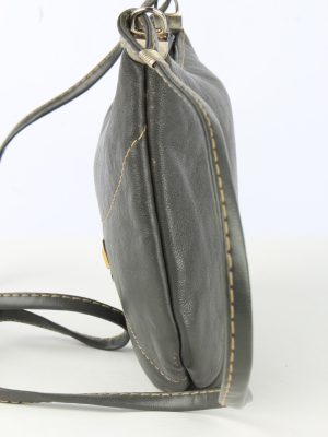 Leather Mini Shoulder Bag Womens Vintage 1990s Grey -BG1227-154890