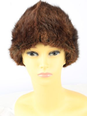 Russian Fur Cossack Hat Vintage Womens 1980s Brown -HAT1858-0