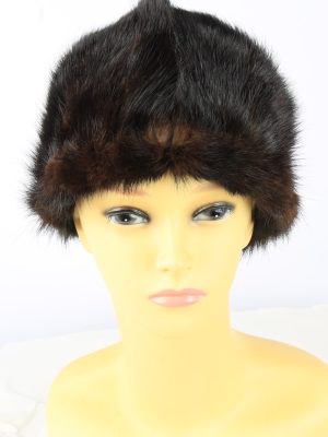 Russian Fur Cossack Hat Vintage Womens 1980s Dark Brown -HAT1859-0