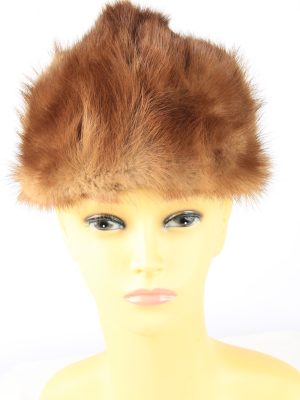 Russian Fur Cossack Hat Vintage Womens 1980s Brown -HAT1865-0