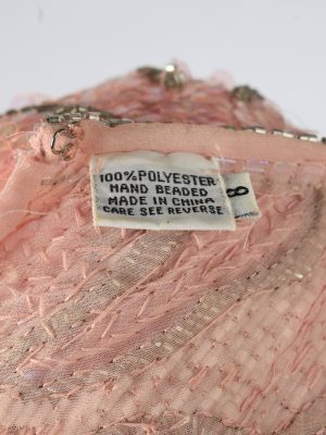 Sequined Beaded Top Blouse Vintage Womens 80s S/M Pink -LB340-150281