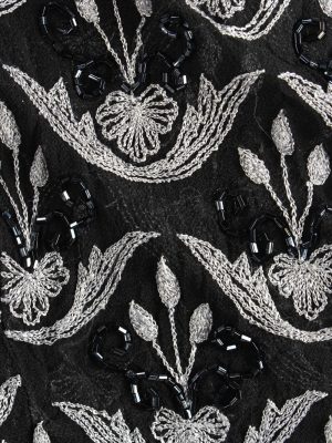 Beaded Top Blouse Vintage Womens 80s S Black -LB344-150297