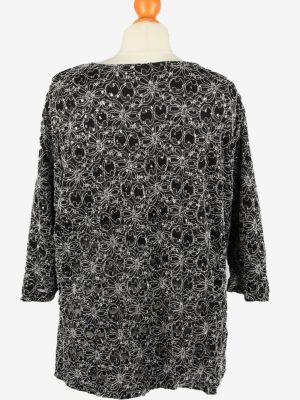 Sequined Beaded Top Blouse Vintage Womens 80s 1X Black -LB347-150308