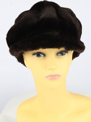 Winter Furry Cap Hat Vintage Womens 1990s Brown -HAT1742-0