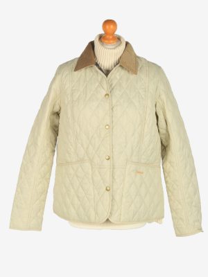 Womens Barbour Quilted Jacket Vintage Size L Beige C2407-0