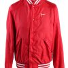 Baseball Jacket USA College Satin Bomber Vintage Size L Red C1756-0
