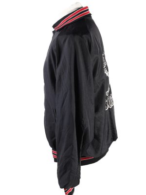 Baseball Jacket USA College Satin Bomber Vintage Size XL Black C1757-156363