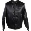 Baseball Jacket USA College Satin Bomber Vintage Size M Black C1760-0
