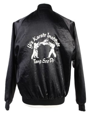 Baseball Jacket USA College Satin Bomber Vintage Size M Black C1760-156375