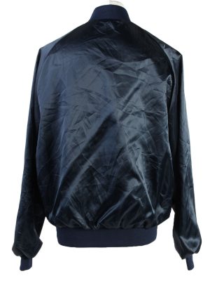Baseball Jacket USA College Satin Bomber Vintage Size L Dark Blue C1763-156388