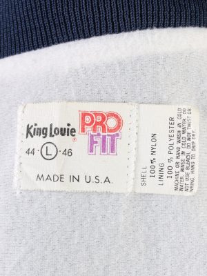 Baseball Jacket USA College Satin Bomber Vintage Size L Dark Blue C1763-156389