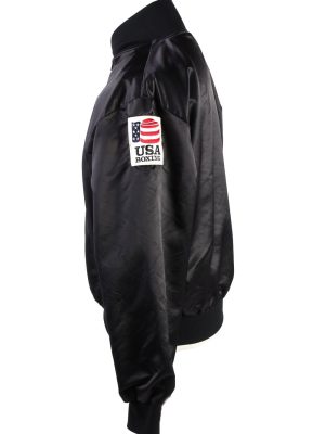 Baseball Jacket USA College Satin Bomber Vintage Size L Black C1766-156399