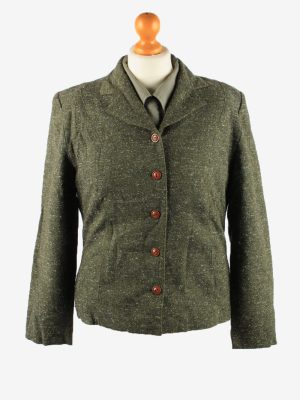 Womens Blazer Jacket Vintage Size UK 12/14 Green -HT2900-0