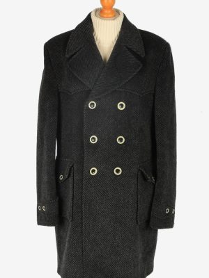 Mens Pea Coat Classic Vintage Size L Dark Grey C2344-0