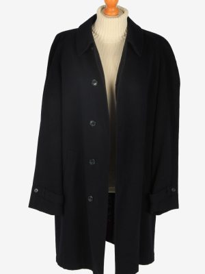 Mens Cashmere Overcoat Classic Vintage Size L Black C2352-157122