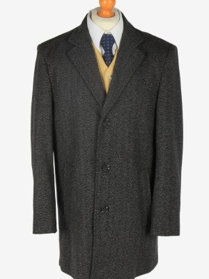 Mens Wool Overcoat Classic Vintage Size L Grey C2356-0