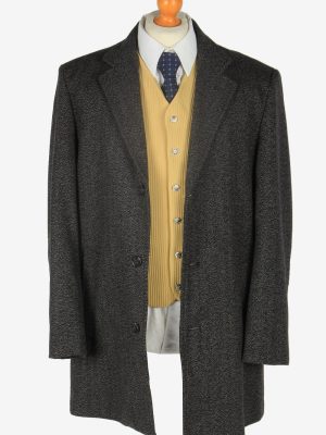 Mens Wool Overcoat Classic Vintage Size L Grey C2356-157142