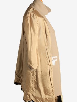 Womens Overcoat Fur Designer Long Cardigan Vintage Size M Beige C2335-156955