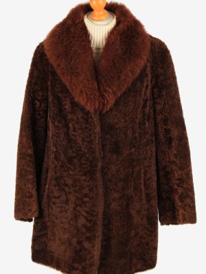 Womens Natural Real Fur Coat Gorgeous Vintage Size M Dark Brown C2616-158766