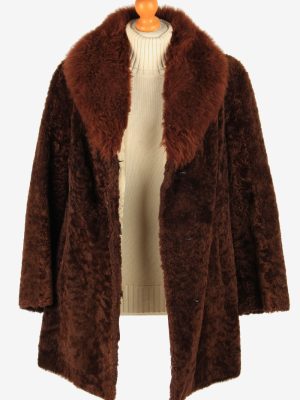 Womens Natural Real Fur Coat Gorgeous Vintage Size M Dark Brown C2616-158767