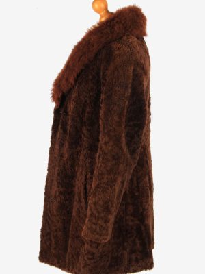Womens Natural Real Fur Coat Gorgeous Vintage Size M Dark Brown C2616-159417