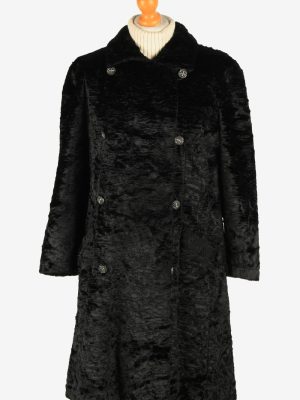 Womens Luxur Lightweight Fur Long Coat Elagant Vintage Size L Black C2620-158786