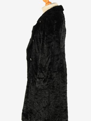 Womens Luxur Lightweight Fur Long Coat Elagant Vintage Size L Black C2620-159436