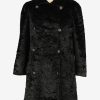 Womens Luxur Lightweight Fur Long Coat Elagant Vintage Size L Black C2620-0