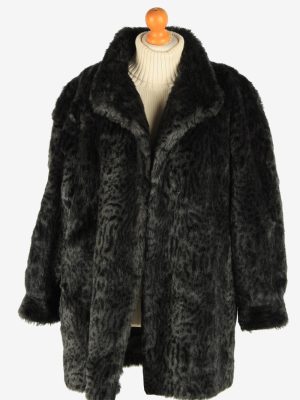 Womens Leopard Pattern Lightweight Fur Coat Luxury Vintage Size XL Dark Grey C2621-159441