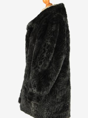 Womens Leopard Pattern Lightweight Fur Coat Luxury Vintage Size XL Dark Grey C2621-159442