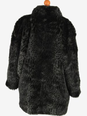 Womens Leopard Pattern Lightweight Fur Coat Luxury Vintage Size XL Dark Grey C2621-159443