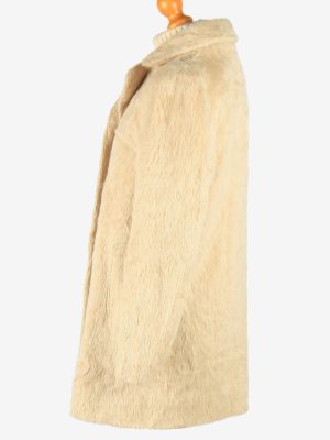 Womens Elagant Lamahaar Fur Long Coat Gorgeous Vintage Size L Beige C2625-159461