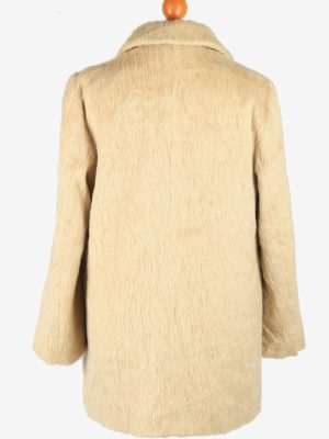 Womens Elagant Lamahaar Fur Long Coat Gorgeous Vintage Size L Beige C2625-159462