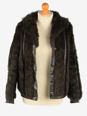 Womens Fluffy Luxury Lightweight Fur Coat Gorgeous Vintage Size S Dark Brown C2632-158847