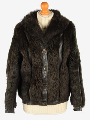 Womens Fluffy Luxury Lightweight Fur Coat Gorgeous Vintage Size S Dark Brown C2632-0