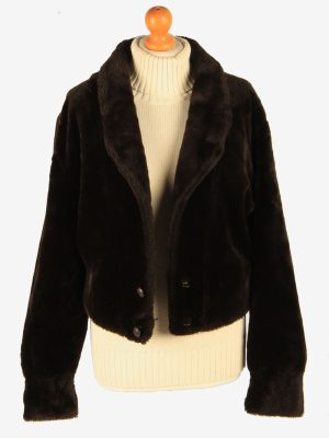 Womens Wonderfull Luxury Teddy Bear Icon Fur Coat Elagant Vintage Size S Dark Chocolate C2633-159501